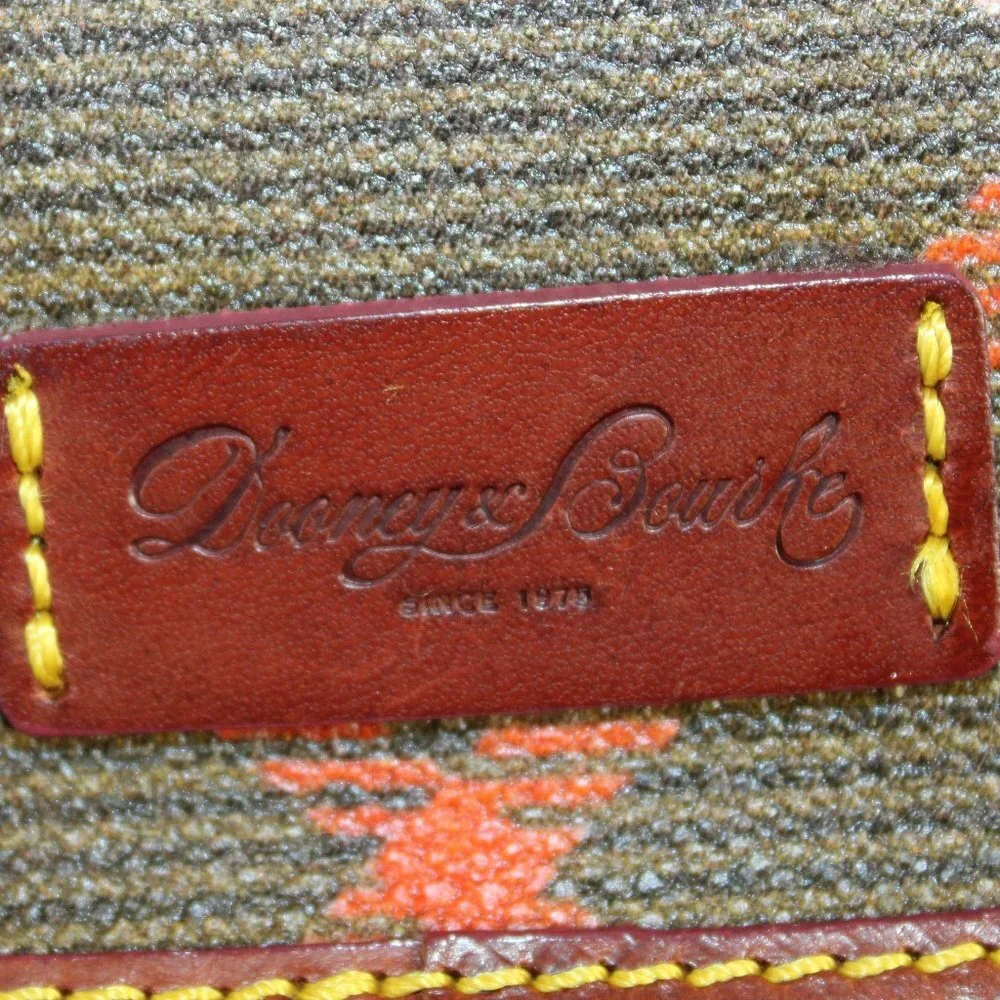 Dooney And Bourke Tartan Plaid Tan And Brown Leather Accent Wristlet